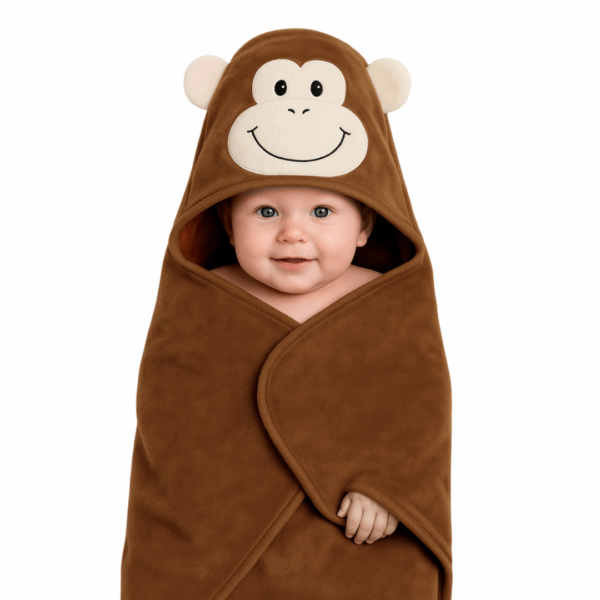 Cobija con gorro bordado para bebé